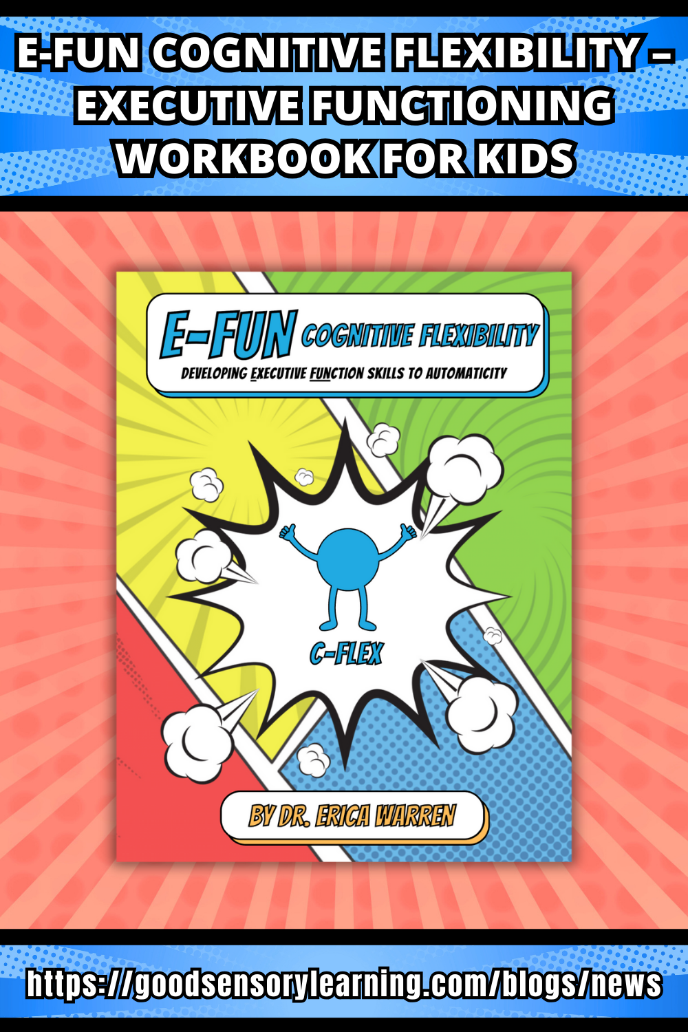 E-Fun Cognitive Flexibility executive functioning workbook for kids featuring a playful, comic-style cover designed to build cognitive flexibility skills