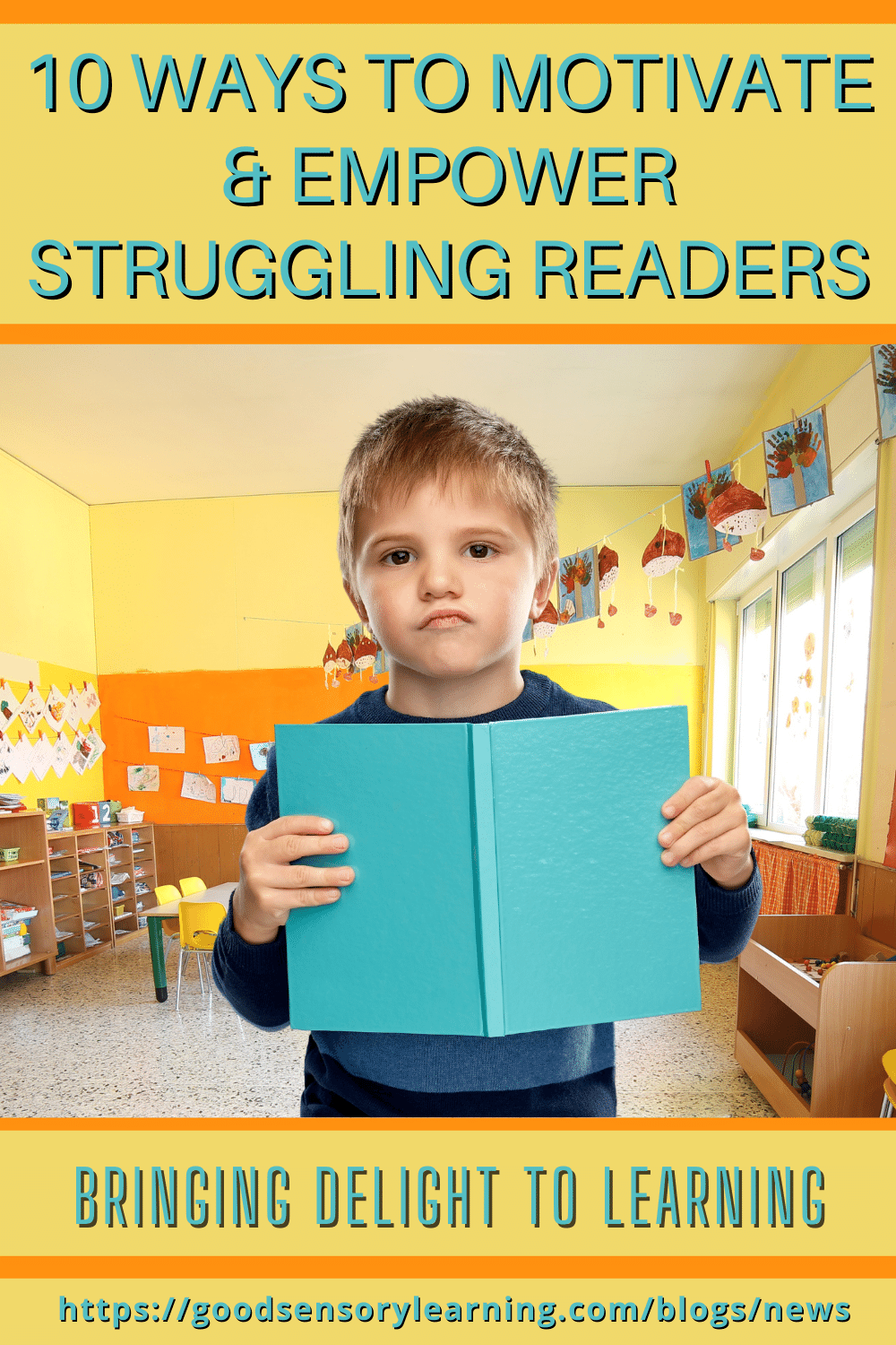 Blog on how to help struggling readers with a boy looking frustrated with a book