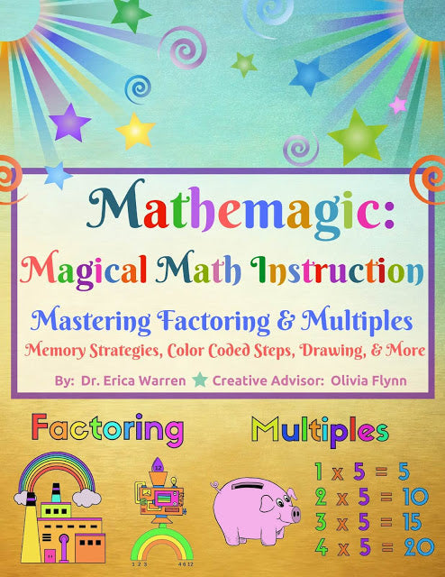 Mathemagic: Magical Math Instruction cover featuring multisensory strategies for teaching factoring and multiples, created by Dr. Erica Warren