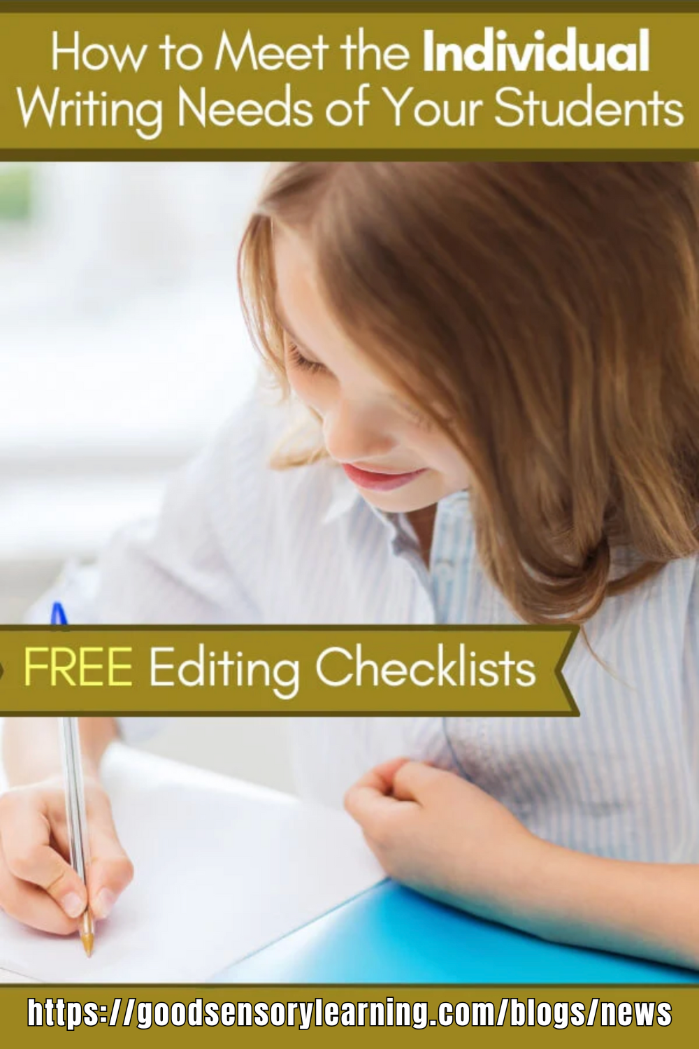 How to meet the individual writing needs of students using free editing checklists, featuring a child focused on writing with supportive classroom strategies