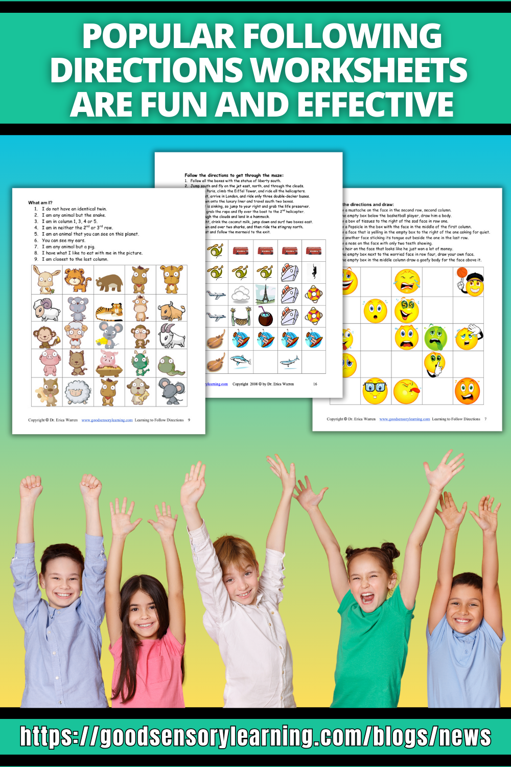 Following directions worksheets featuring fun, engaging activities that build listening skills, attention, and language processing for elementary students