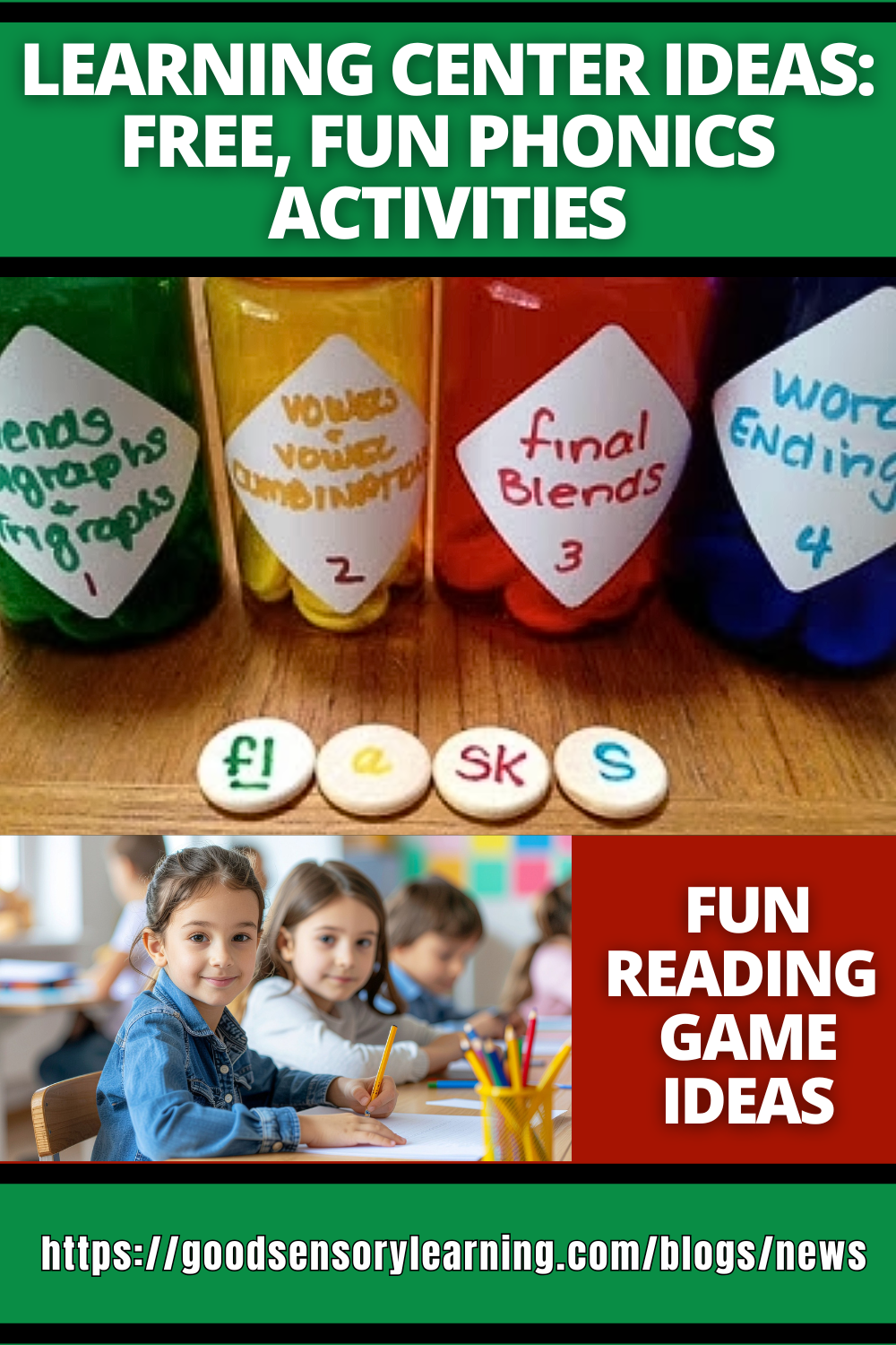 Free phonics learning center activities using hands-on reading games for early literacy