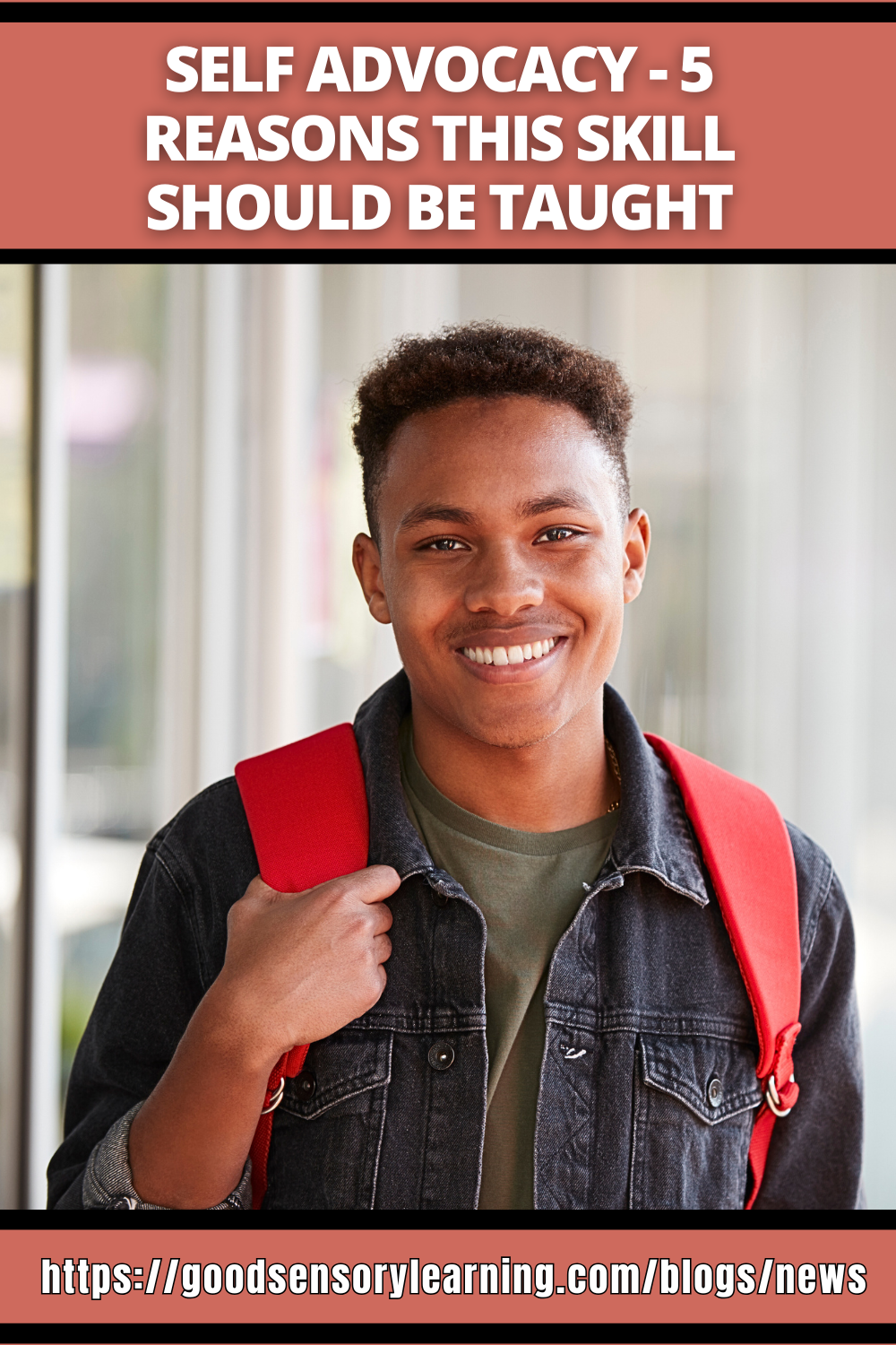 Smiling student wearing a backpack, illustrating the importance of teaching self-advocacy skills