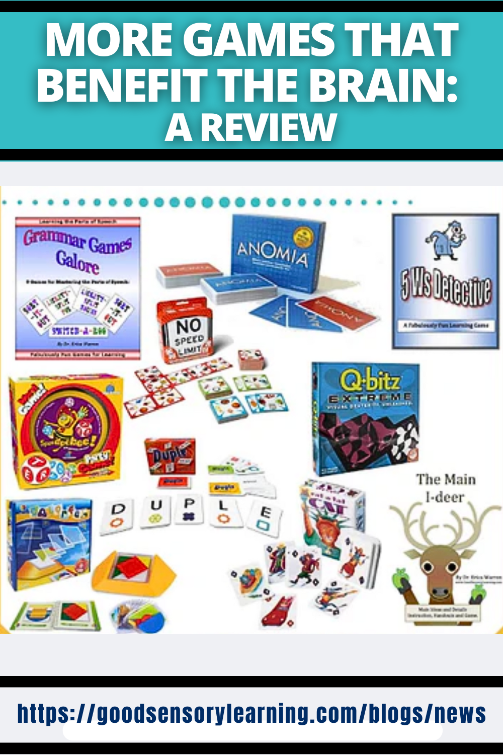 Educational board and card games that support executive functioning, language skills, visual processing, and cognitive flexibility, featured in a brain-based learning review.