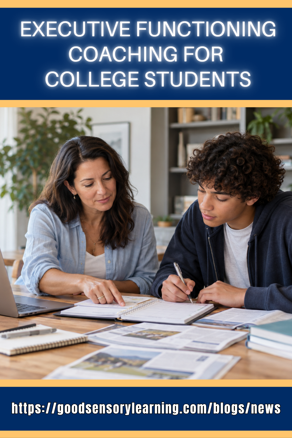An executive functioning coach working with a college student