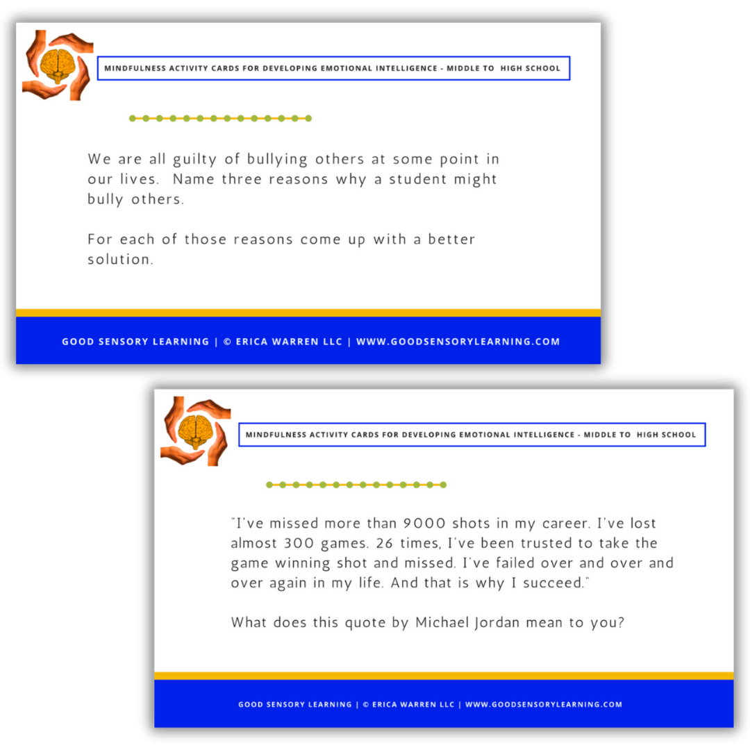 Sample emotional intelligence activity cards