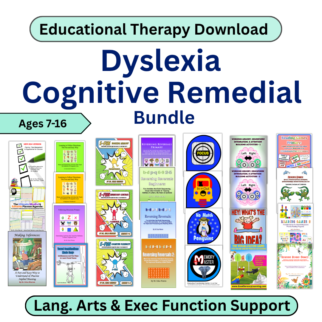 A collage of all the color product images offered in this dyslexia remediation collection