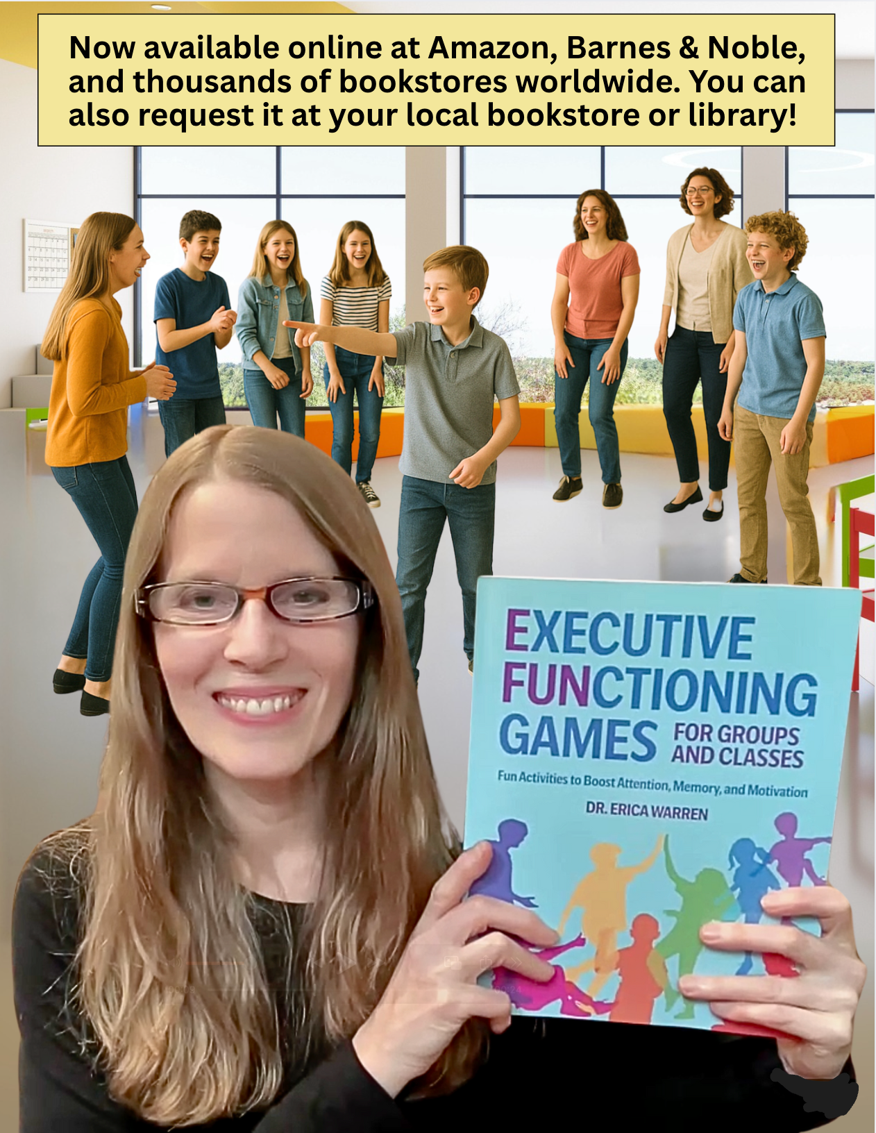Students laughing and playing Dr. Warren's Executive Functioning Games in a Classroom