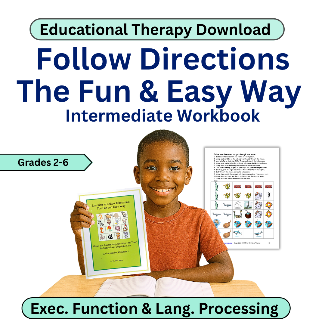 Book cover of 'Follow Directions The Fun & Easy Way' workbook with a child holding the book.