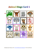 16 animal faces for a reading bingo game