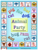 Board game of animal faces for remedial reading