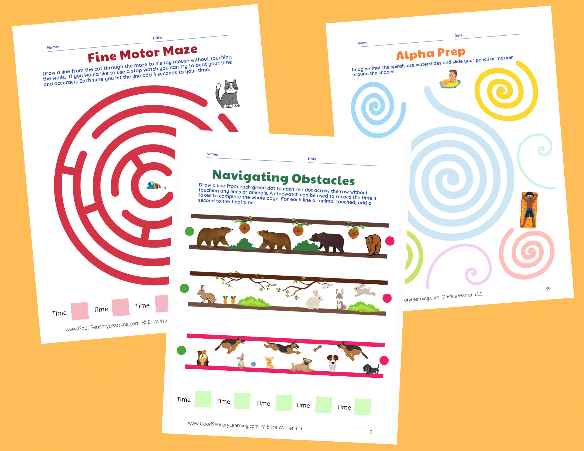 collage of visual motor activities