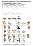 Maze of animals for following directions activity