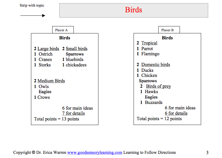 sample example of main idea and details game