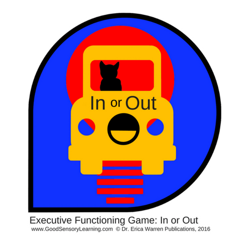 Card game logo of a cat in a car with a lightbulb in the background