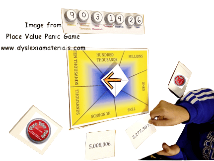 Student playing place value panic game