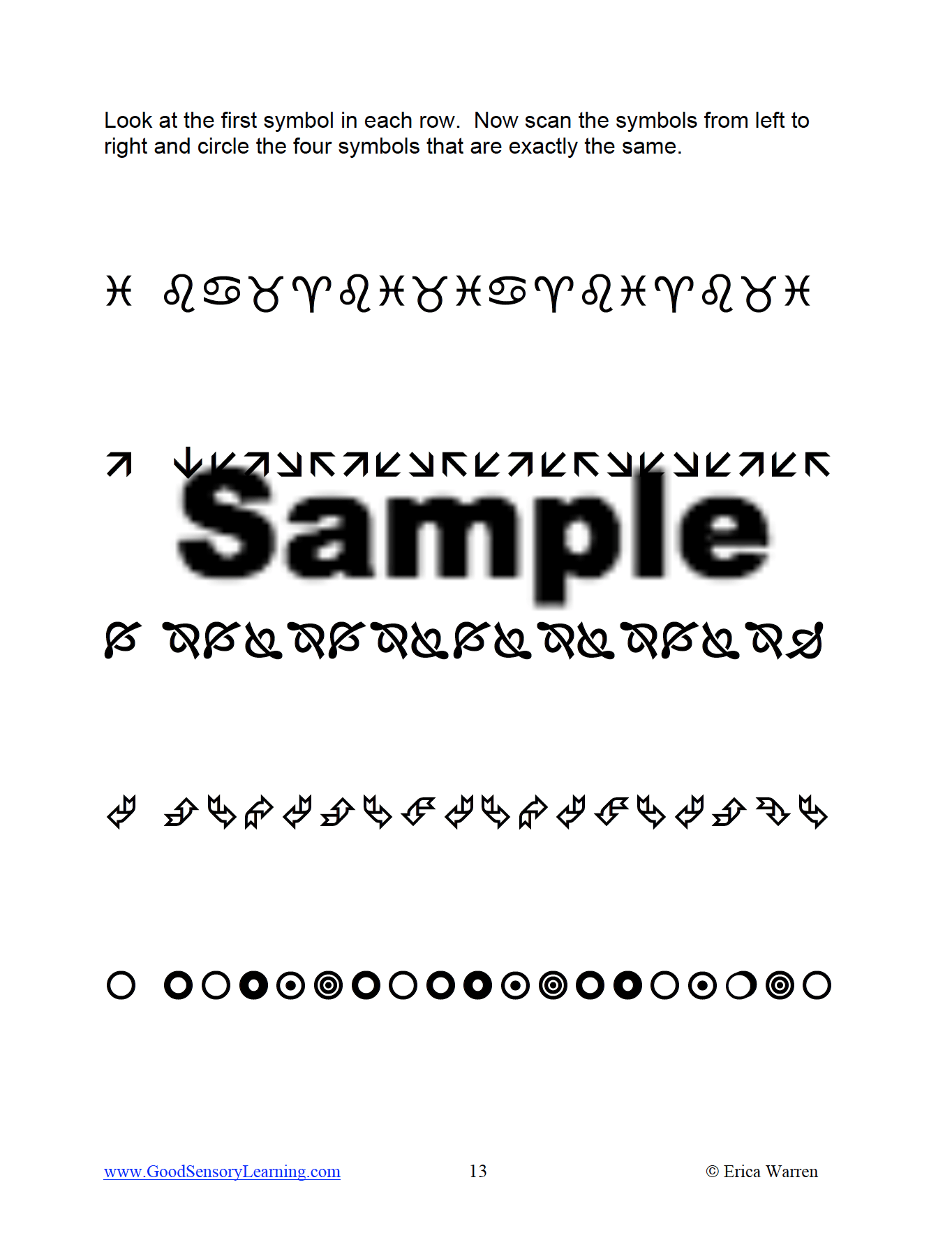 Sample Symbol activity from Reversing Reversals 2