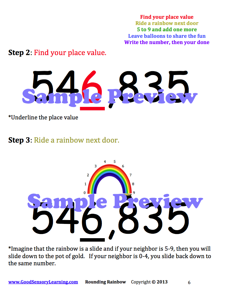 Rounding Rainbow sample preview shows how to round numbers