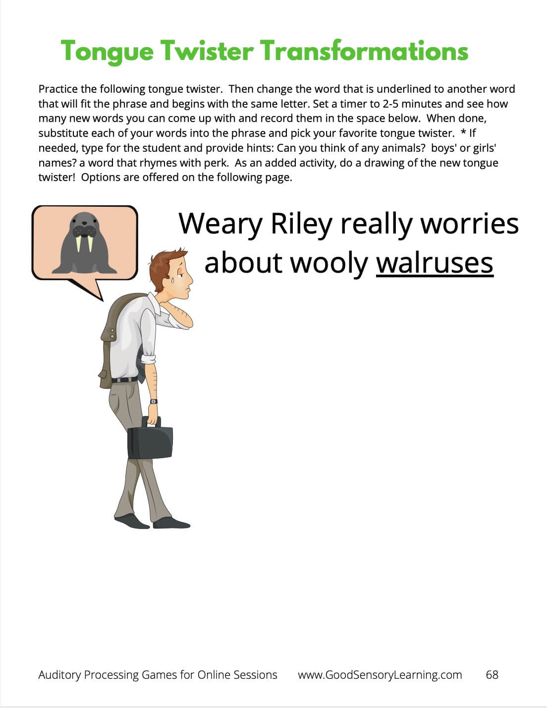 A funny tongue twister about a walrus