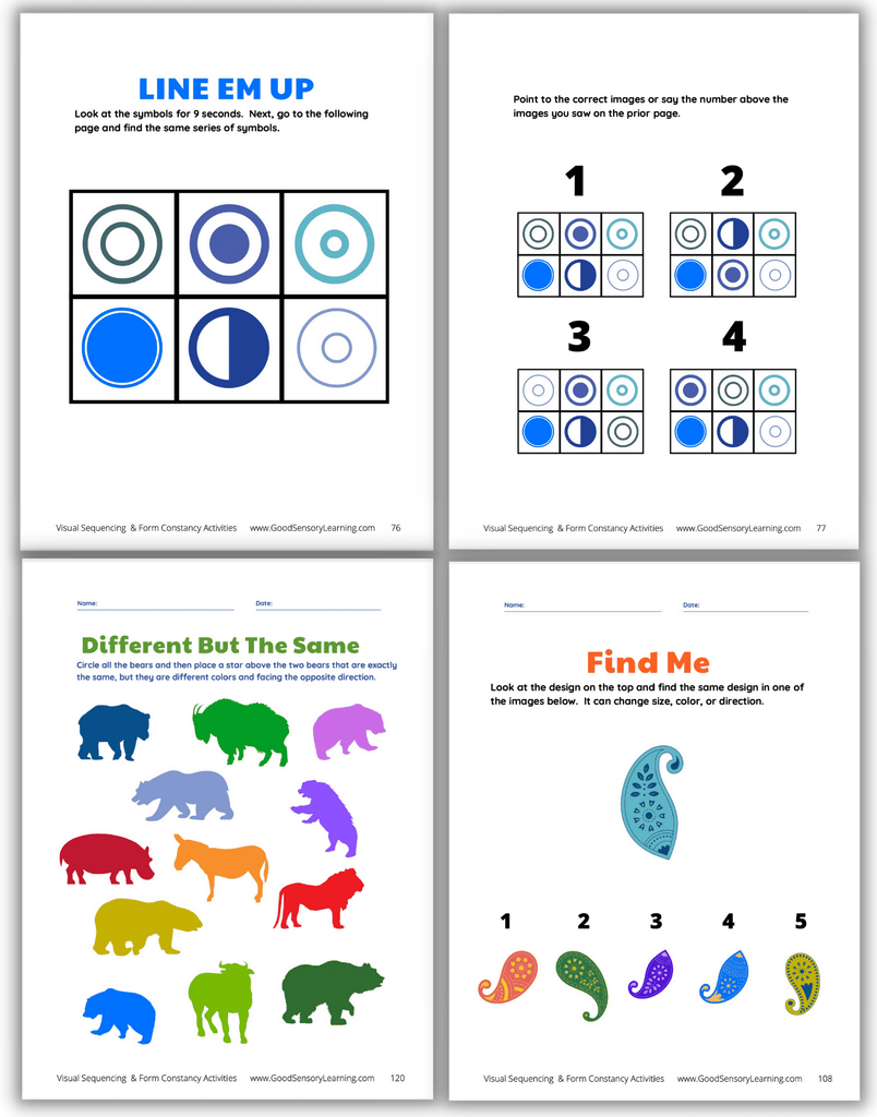 Visual Sequencing and Form Constancy Activities – Good Sensory Learning for Free Printable Form Constancy Worksheets