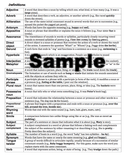 Definitions sheet from the game Word Shuffle