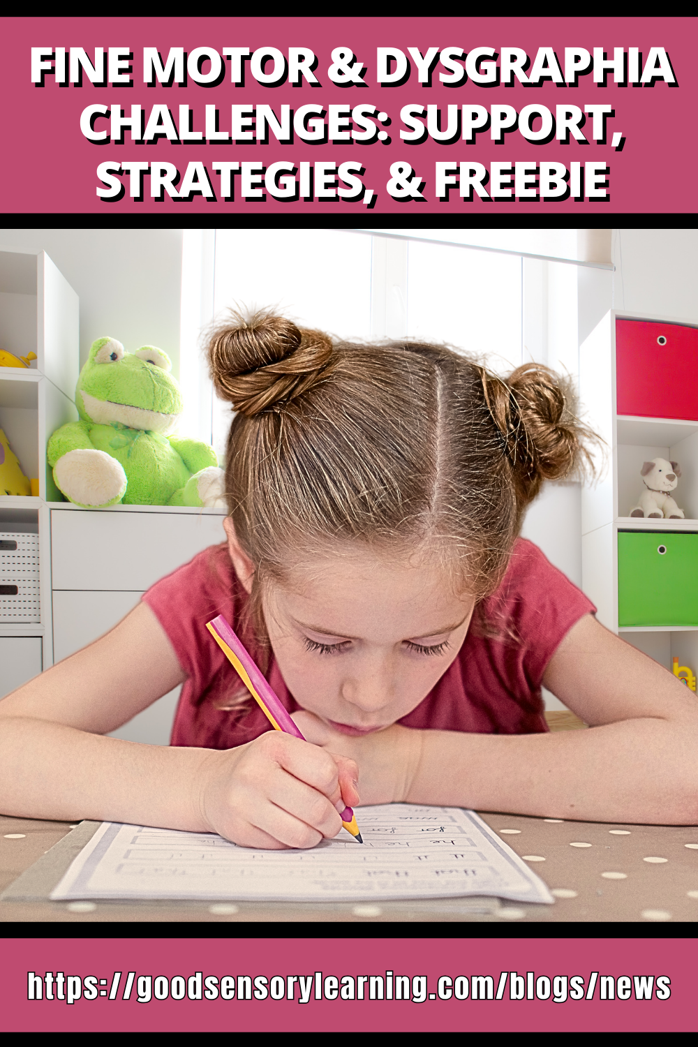 Young child working on handwriting worksheets illustrating fine motor and dysgraphia challenges
