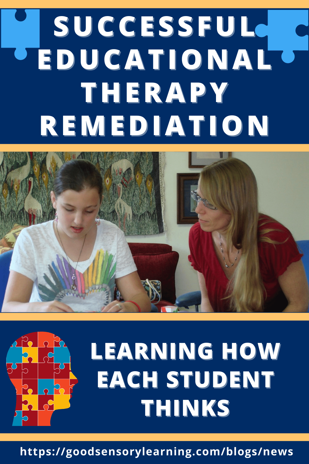Educational therapist working one-on-one with a student during a remediation session, illustrating successful educational therapy focused on understanding how each student thinks.