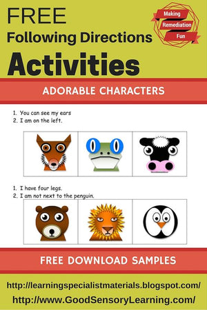 Free Following Directions Sample Activities