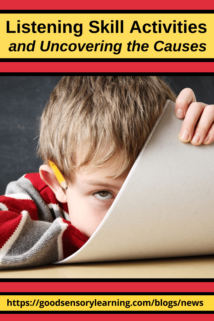 Listening skill activities and uncovering the causes of listening difficulties in students, featuring a child appearing distracted in class.