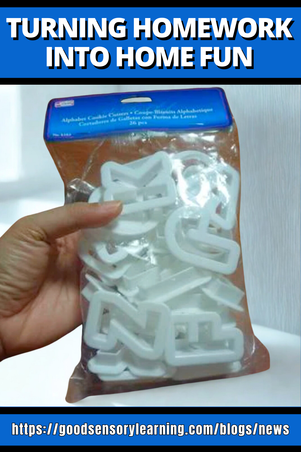 bag of alphabet cookie molds for making alphabet cookies