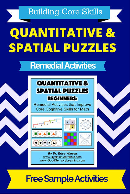 Remedial quantitative and spatial puzzles that build core math-related cognitive skills such as visual-spatial reasoning and problem solving.