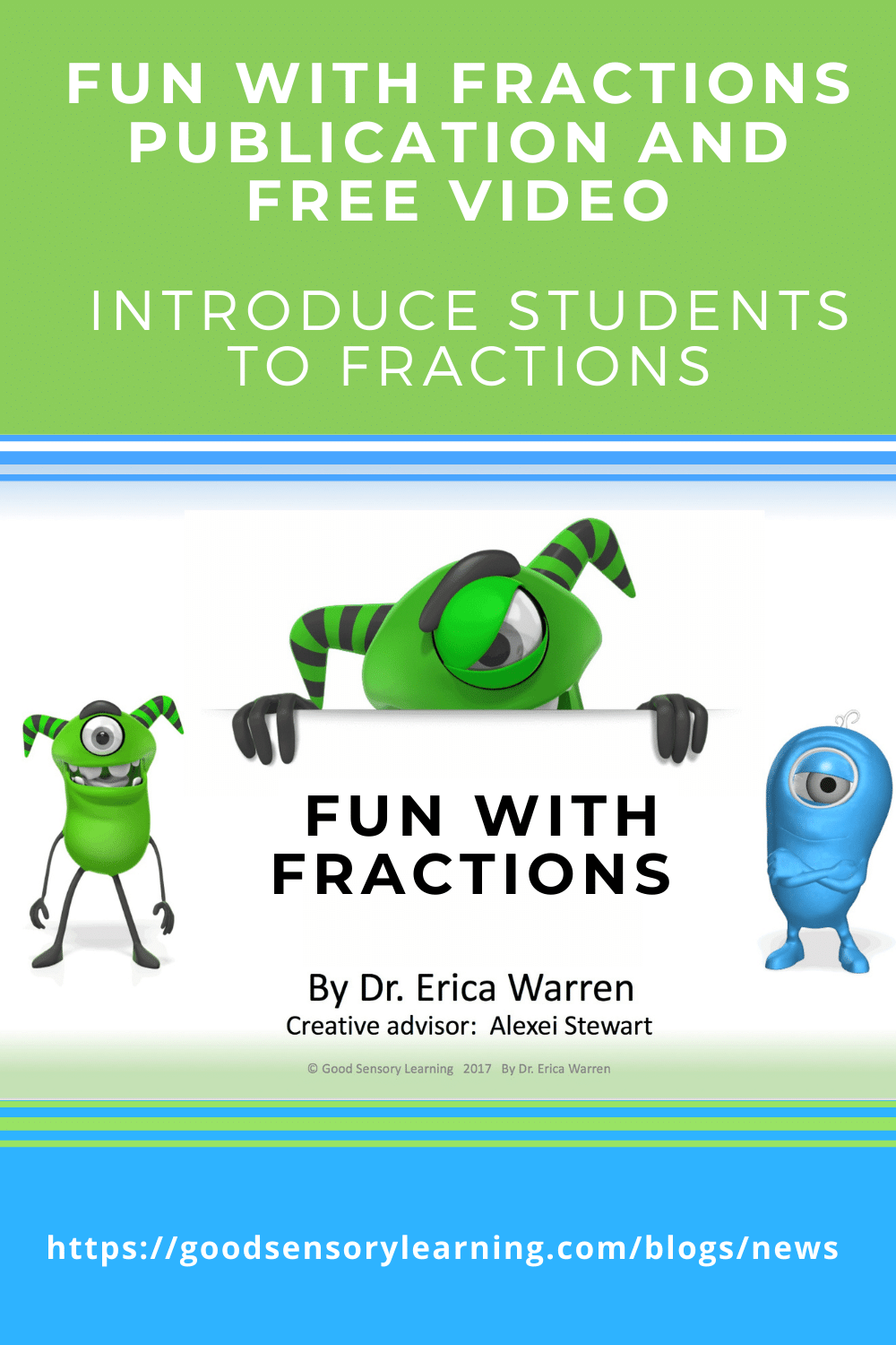 Fun with Fractions publication introducing students to fractions with engaging visuals and a free instructional video