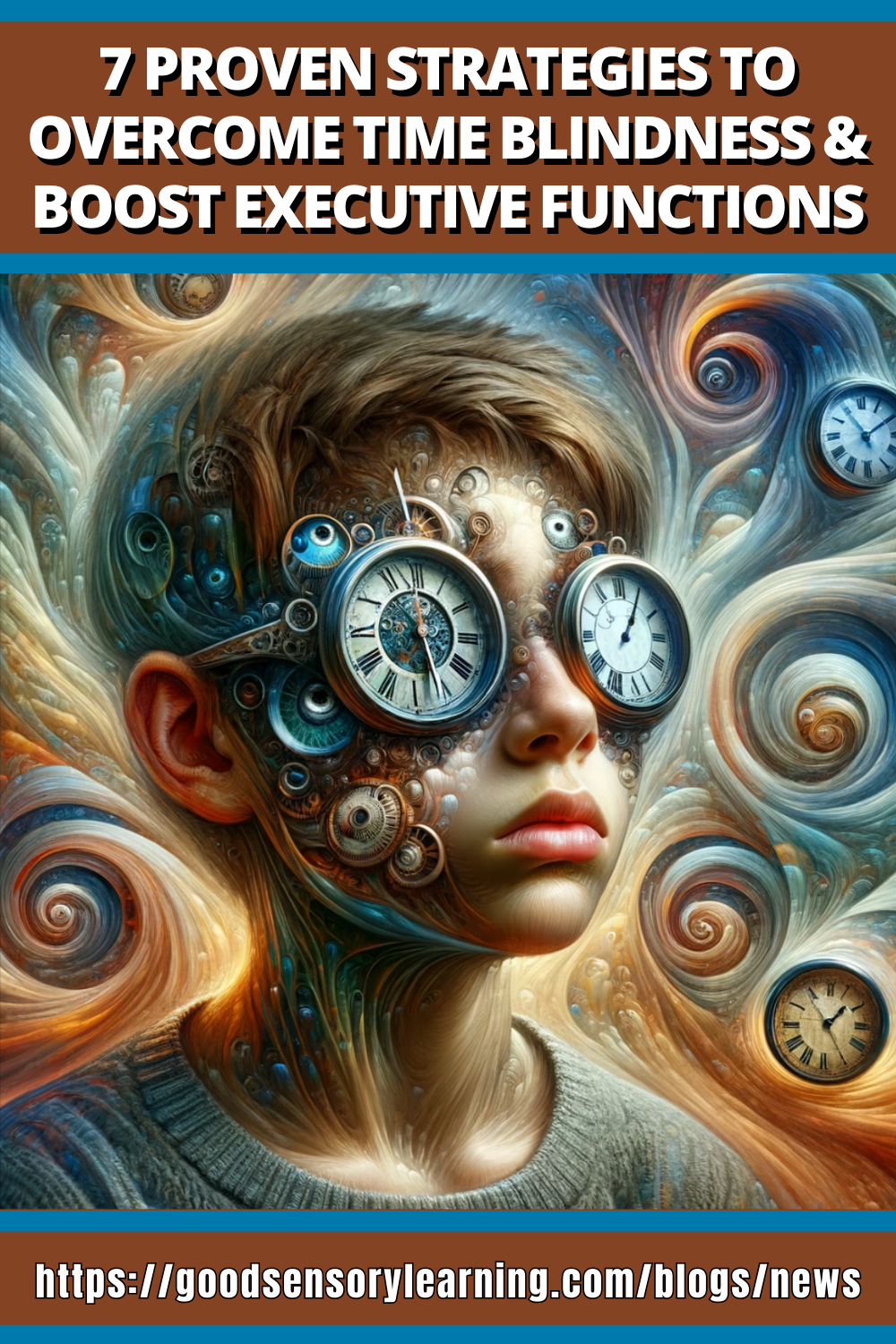 Image of child with time blindness wearing nonsensical clocks for a blog on time blindness