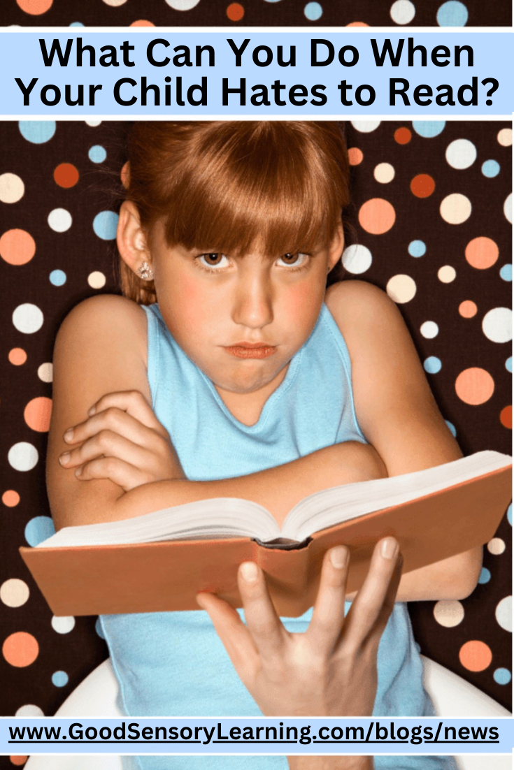 Child looking frustrated while holding an open book, illustrating challenges with reading motivation and reluctant readers.