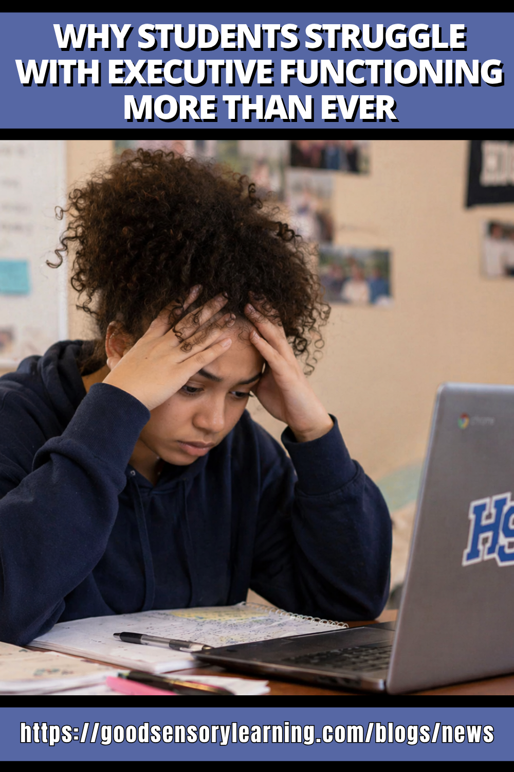 Student trying to do homework online but feeling overwhelmed and frustrated.