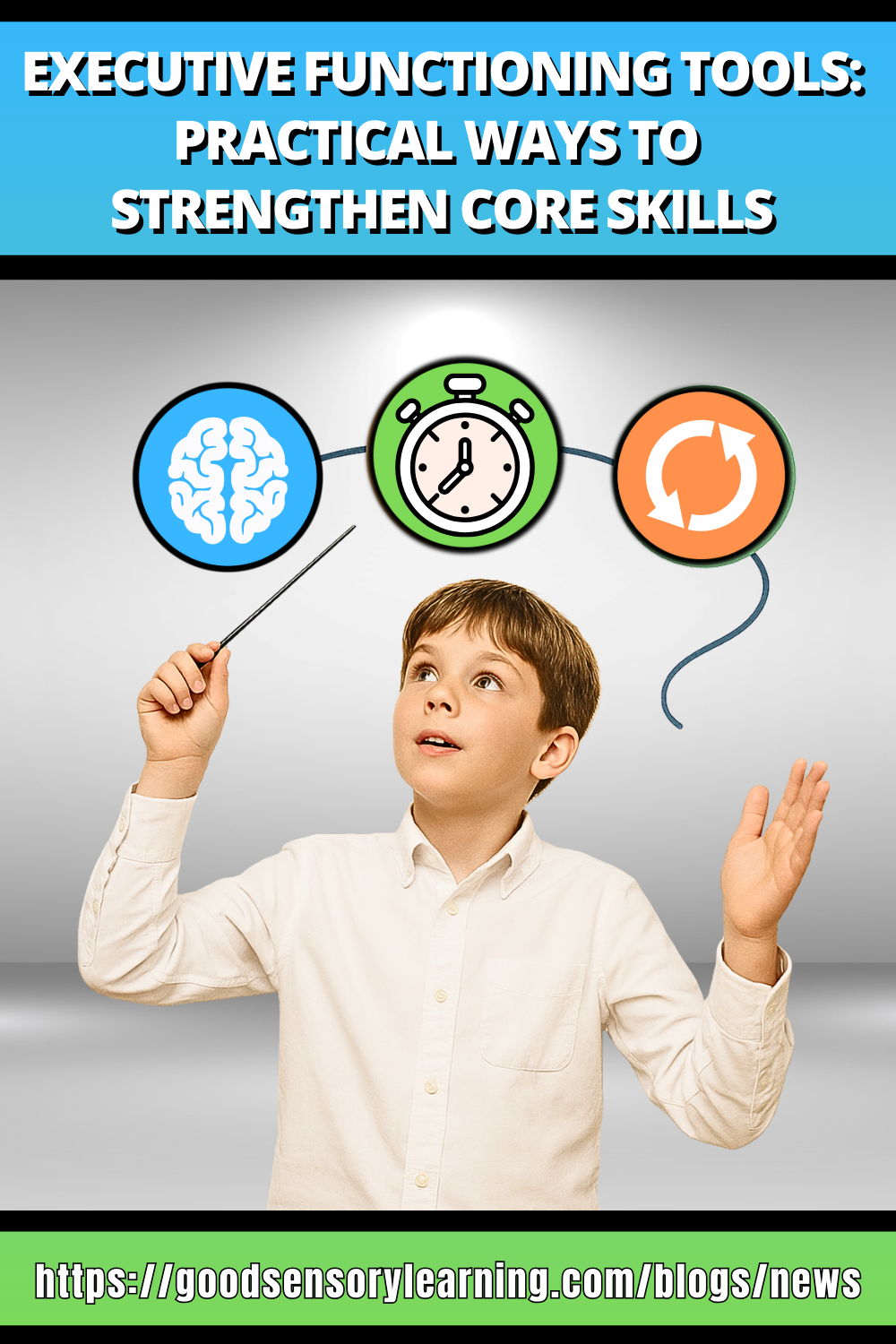 Executive functioning tools for students featuring working memory, time management, and cognitive flexibility concepts