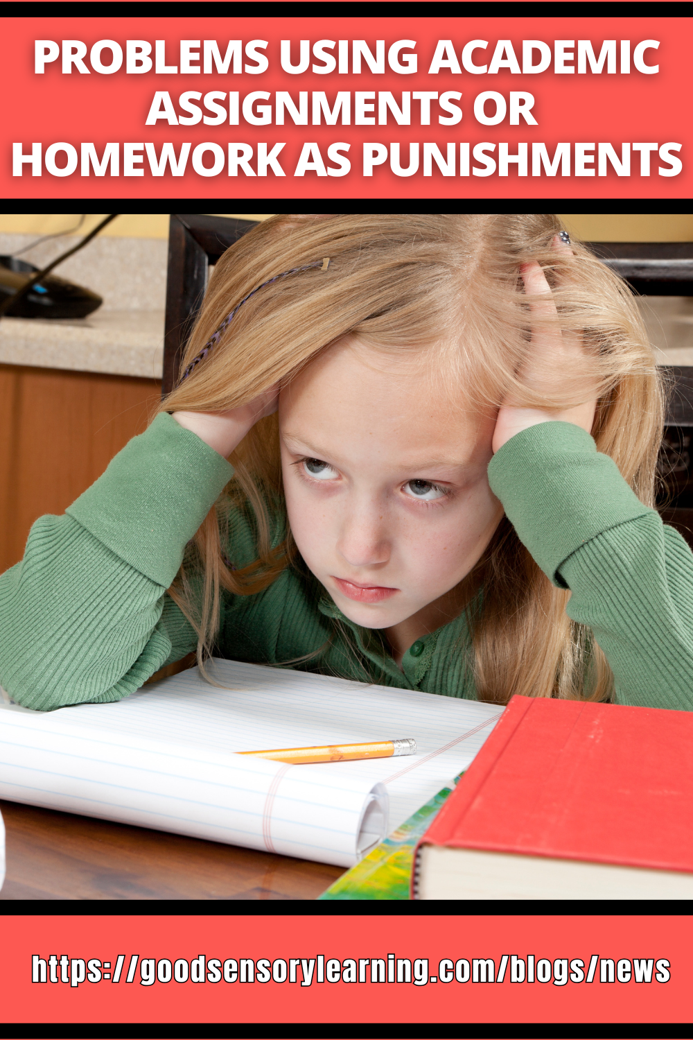 Student frustrated with homework at a desk, illustrating the negative impact of using academic assignments or homework as punishment on motivation and learning