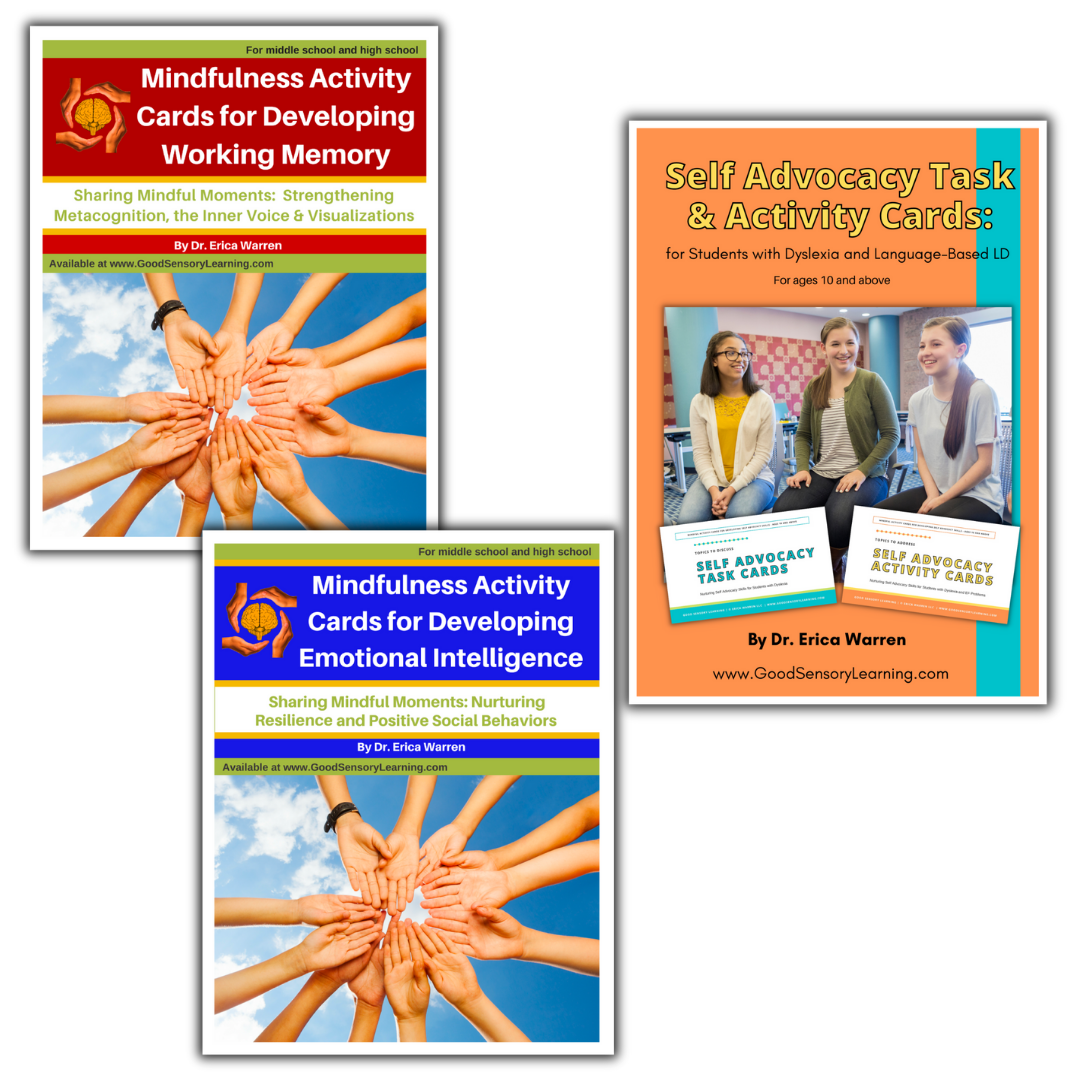 Cover images for Dr. Warrens Mindful task cards with students hands coming together and smiling students