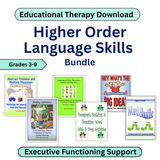 Educational therapy download bundle for higher order language skills with book covers displayed.