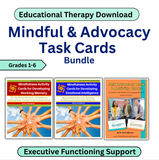 Educational therapy download for mindful and advocacy task cards bundle with images of card sets.