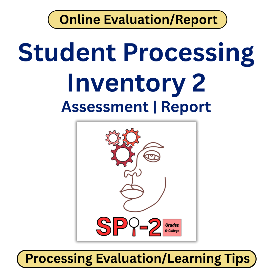 Cover of 'Student Processing Inventory 2' assessment report with a face and gears illustration.