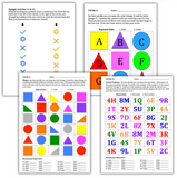 Working memory activities featuring color, shape, letter, and number naming tasks that build attention, pro