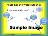 Fun slide of animated, cute acute angles bragging.