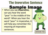 Sample instructional page for the four types of sentences