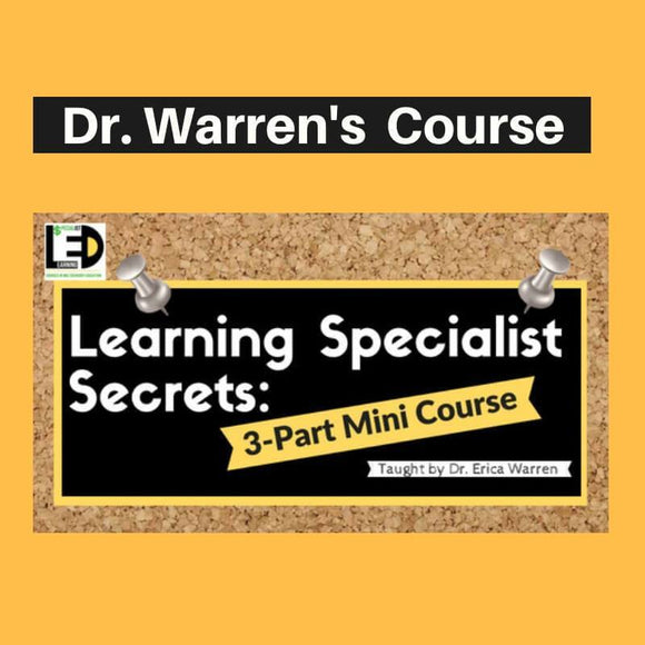 Sign tells about a learning specialist course