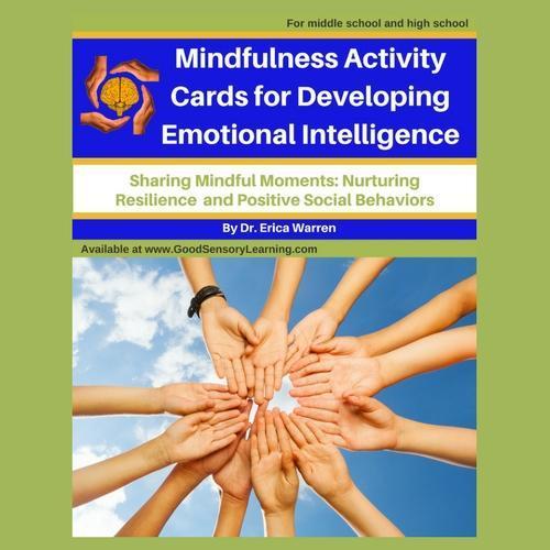 Cover for mindful task cards that shows children's hands coming together