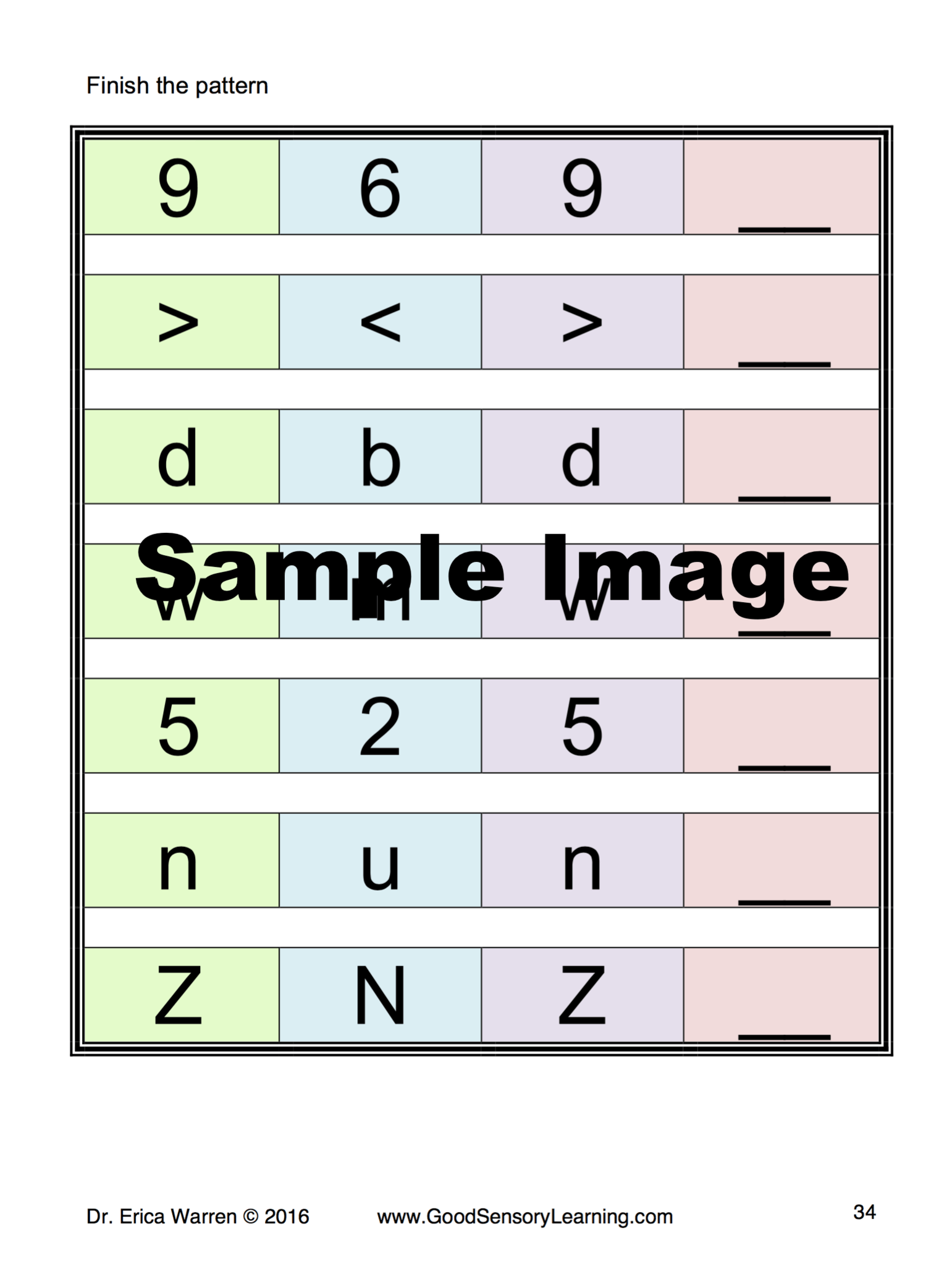 Letter, number and symbol reversals activity 
