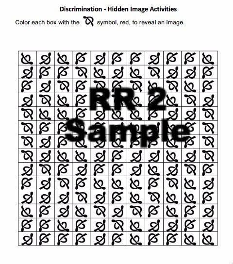 Sample page of a visual discrimination coloring activity