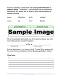 sample handout that reviews concrete and abstract nouns