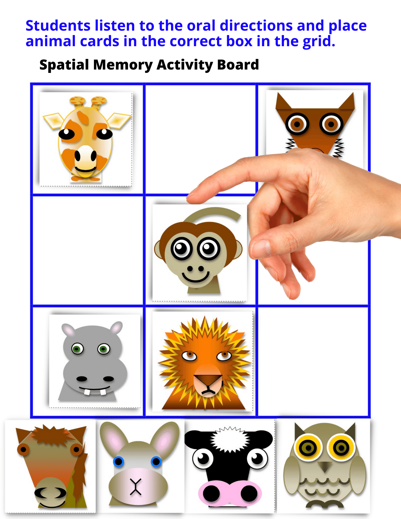 Game board sample of an auditory processing game in this publication